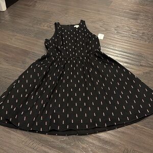 Maison Jules Sleeveless Fit & Flare Midi Dress,zipper back,lipstick pattern